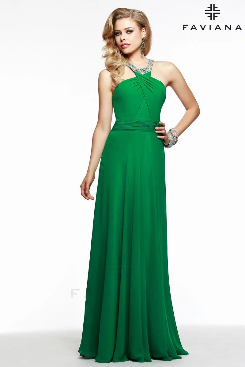Style 7520 Faviana Size 14 Emerald Green Floor Length Maxi on Queenly