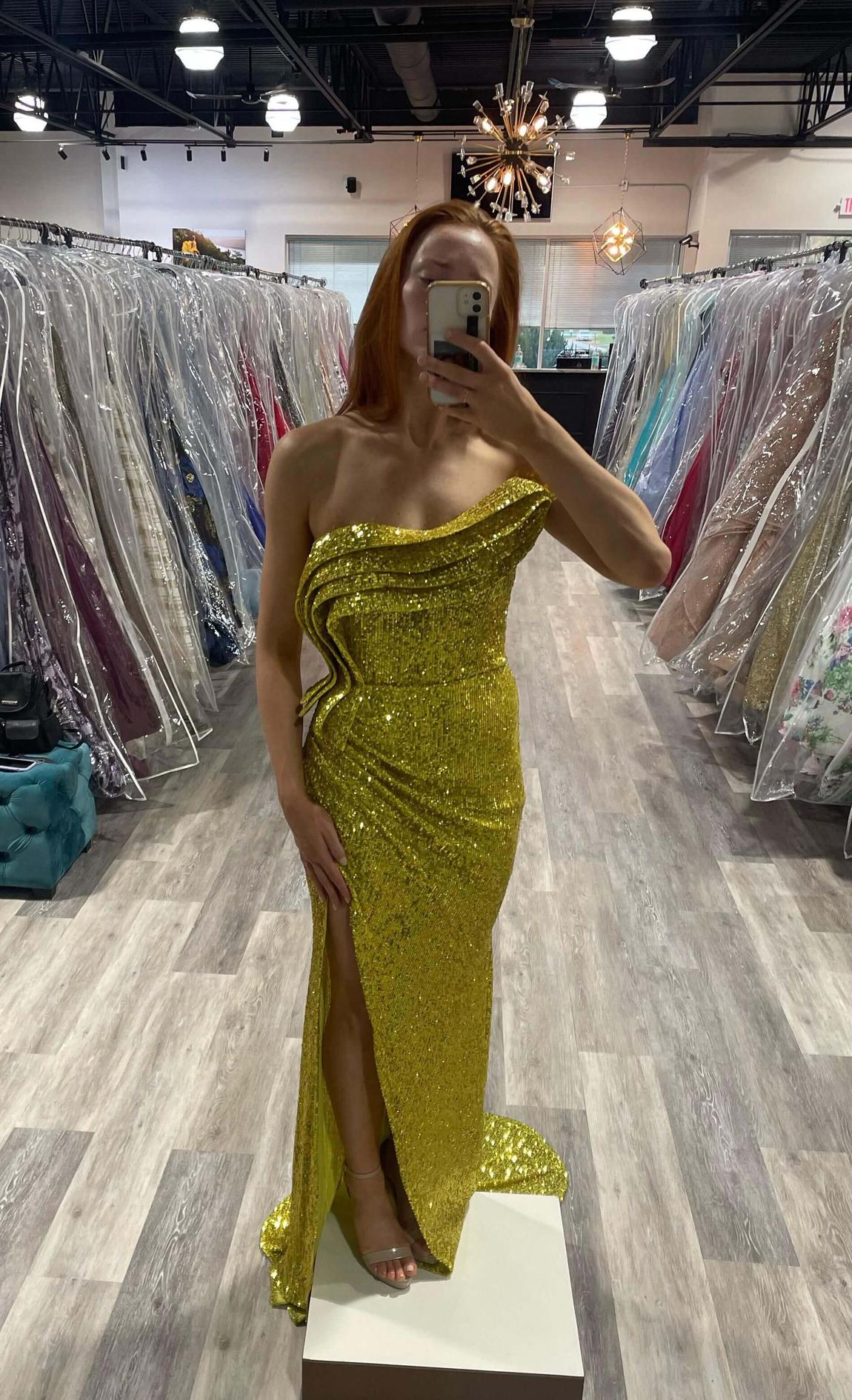 Nicole Bakti Size 2 Yellow Side Slit Dress on Queenly