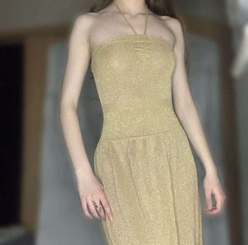 Size 2 Gold Floor Length Maxi on Queenly