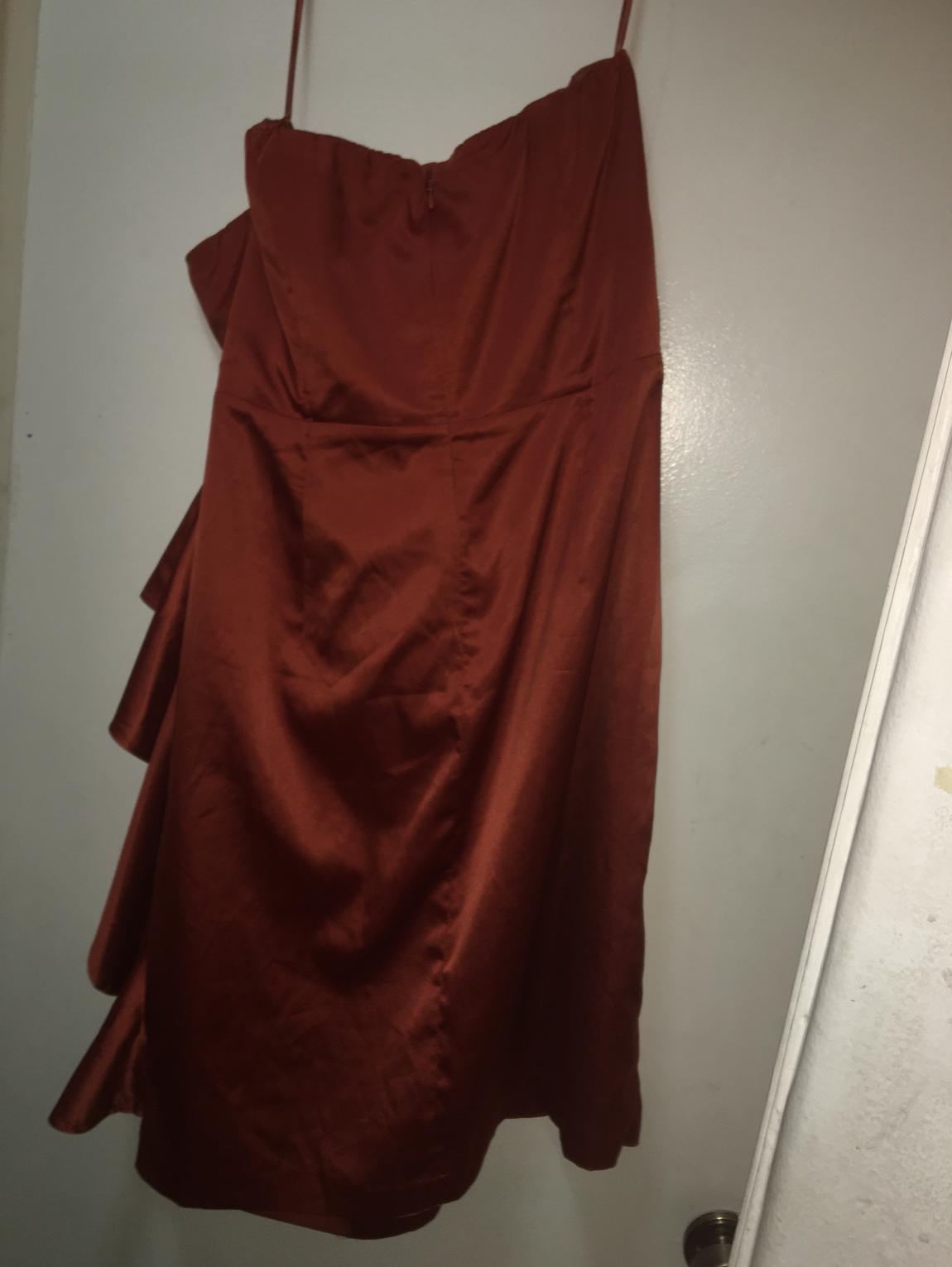 The limited Size 10 Satin Orange Floor Length Maxi on Queenly