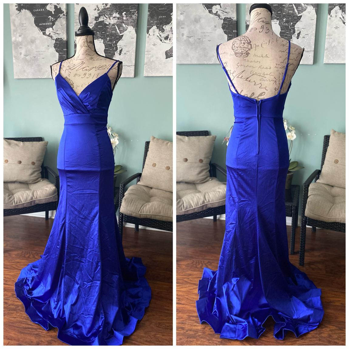 Size 6 Prom Satin Royal Blue Mermaid Dress on Queenly