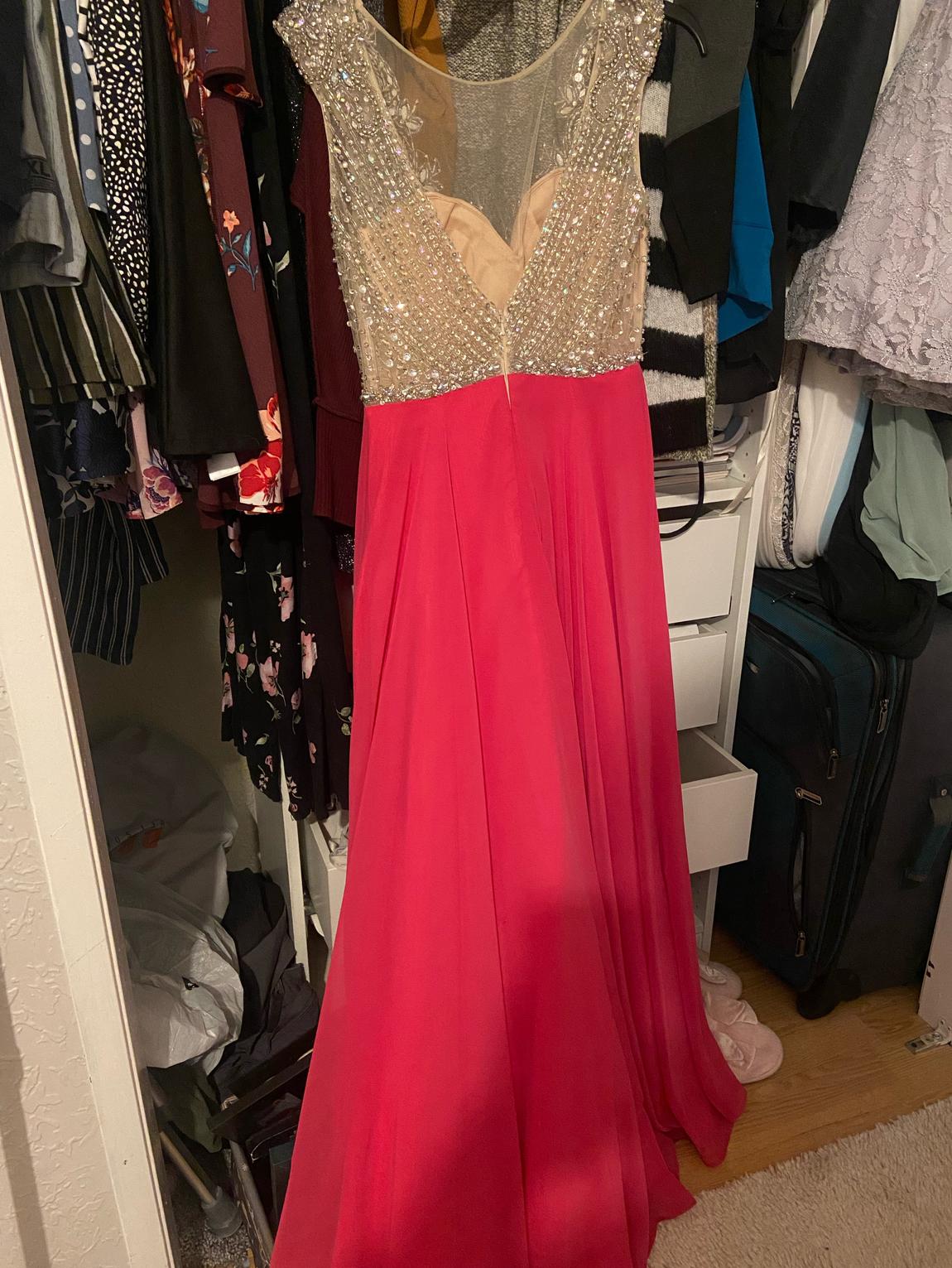 Aspeed Size 8 Prom Sequined Hot Pink Ball Gown on Queenly