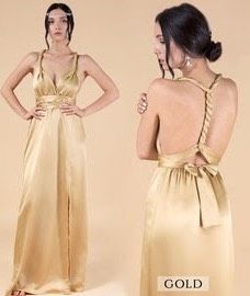 Size 6 Bridesmaid Satin Gold Side Slit Dress on Queenly