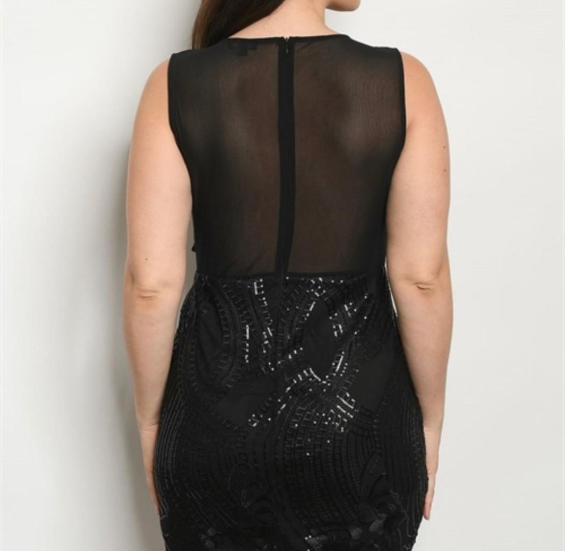 Plus Size 22 Sequined Black Cocktail Dress on Queenly