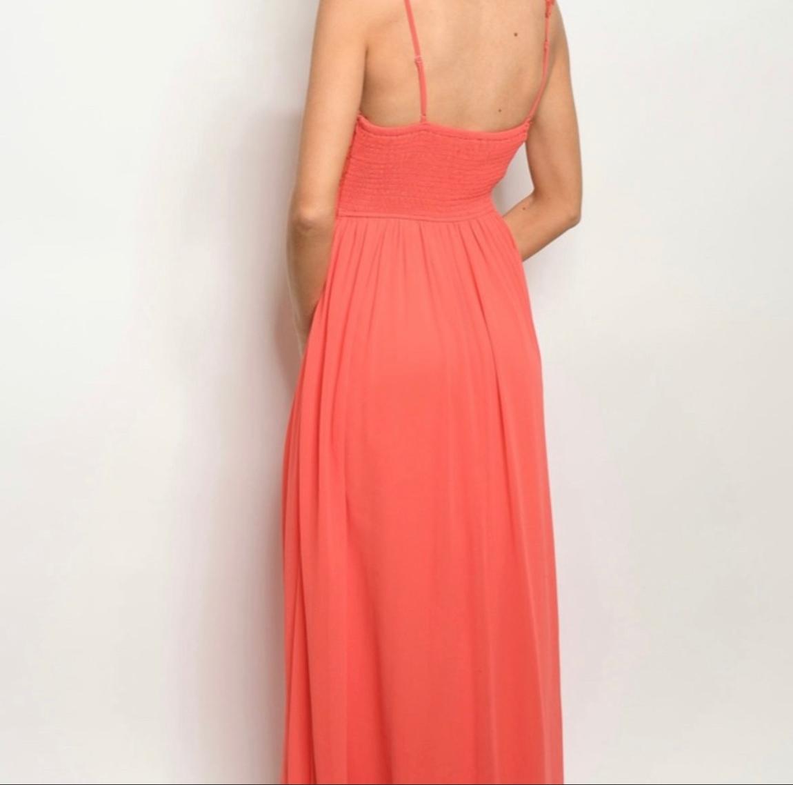 Size 6 Coral Floor Length Maxi on Queenly