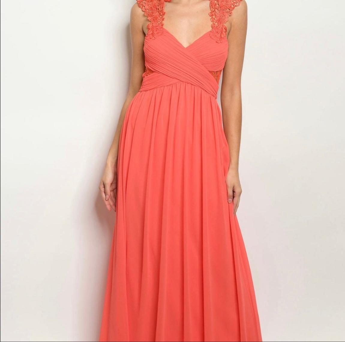 Size 12 Coral Floor Length Maxi on Queenly