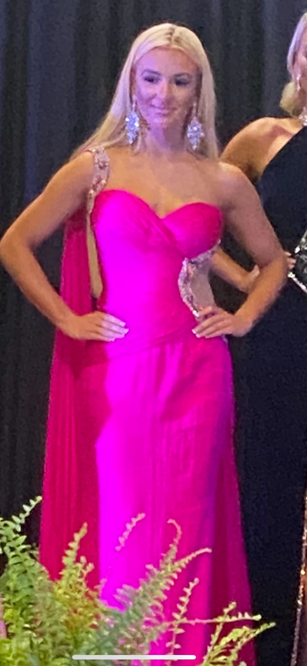 Sherri Hill Size 2 Prom One Shoulder Sequined Hot Pink Dress With Train on Queenly