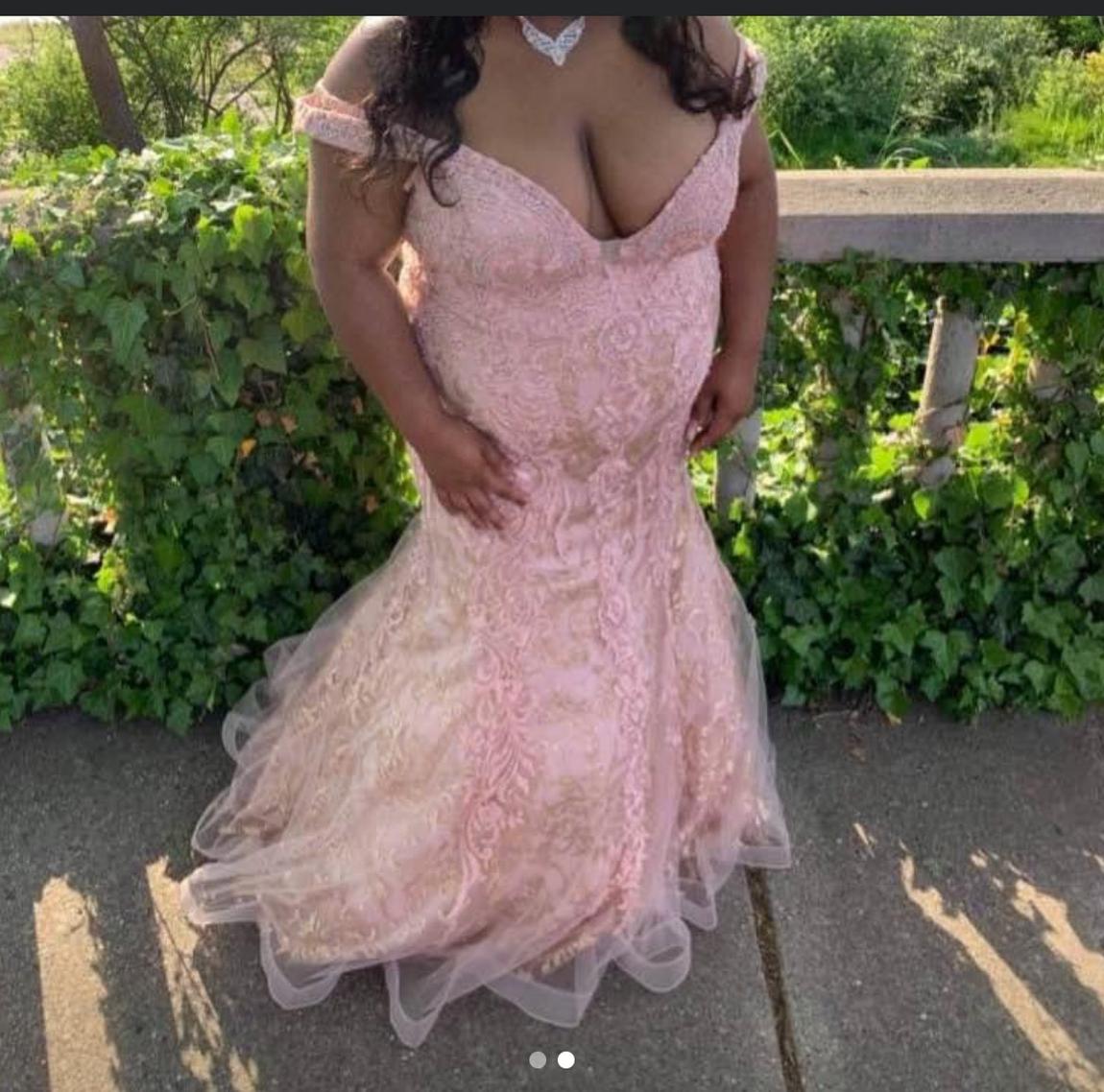 Plus Size 32 Prom Light Pink Mermaid Dress on Queenly