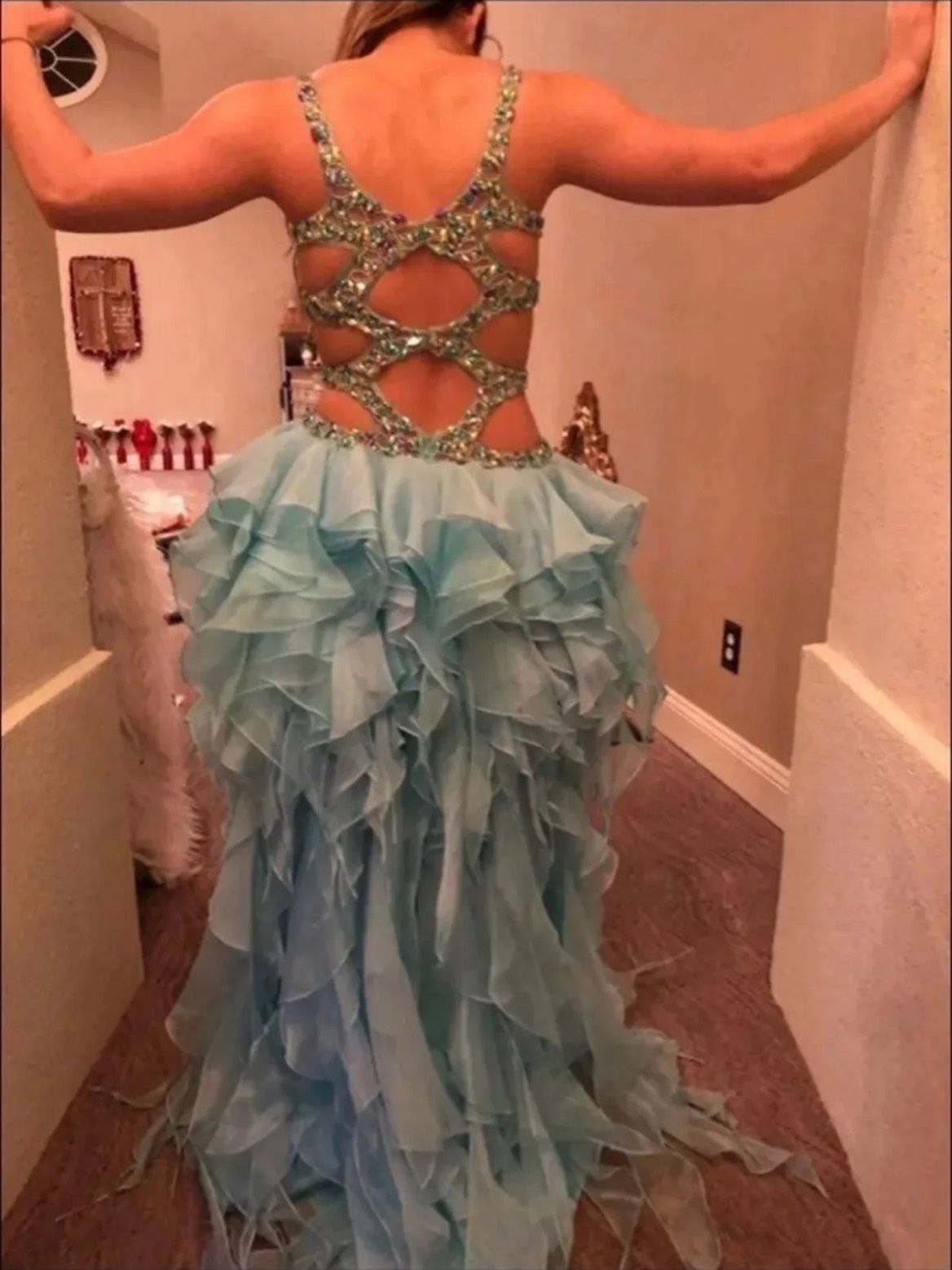 Jasz Couture Size 4 Prom Sequined Light Blue Mermaid Dress on Queenly