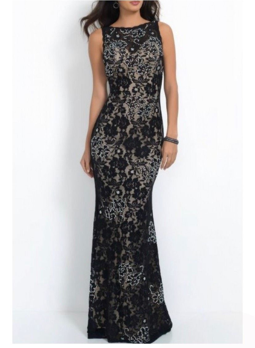 Blush Prom Size 6 Lace Black Floor Length Maxi on Queenly