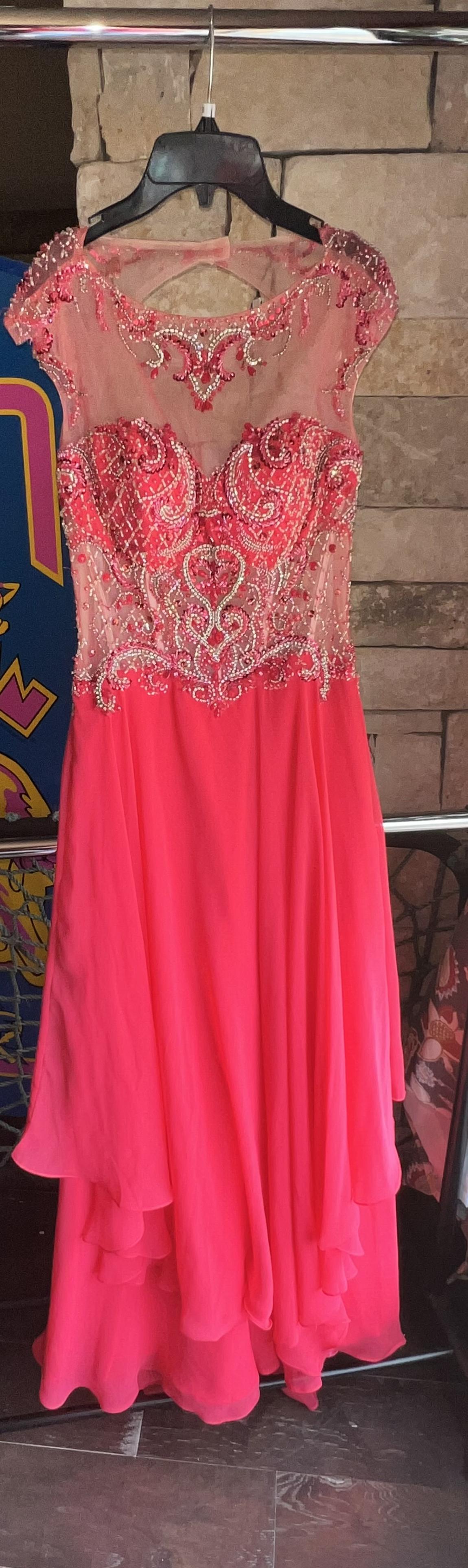 Alyce Paris Size 6 Prom Sequined Hot Pink Floor Length Maxi on Queenly