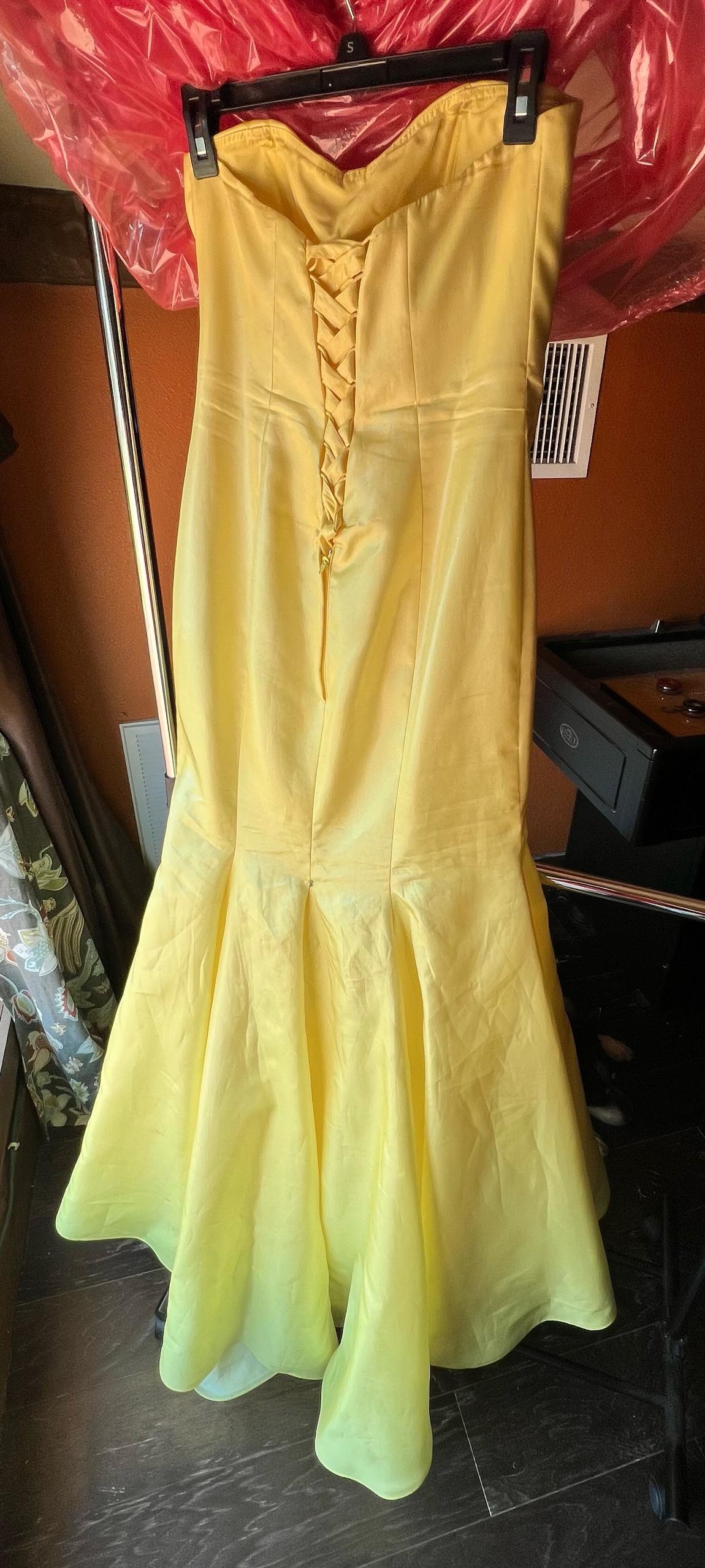 MoriLee Size 8 Prom Strapless Yellow Mermaid Dress on Queenly