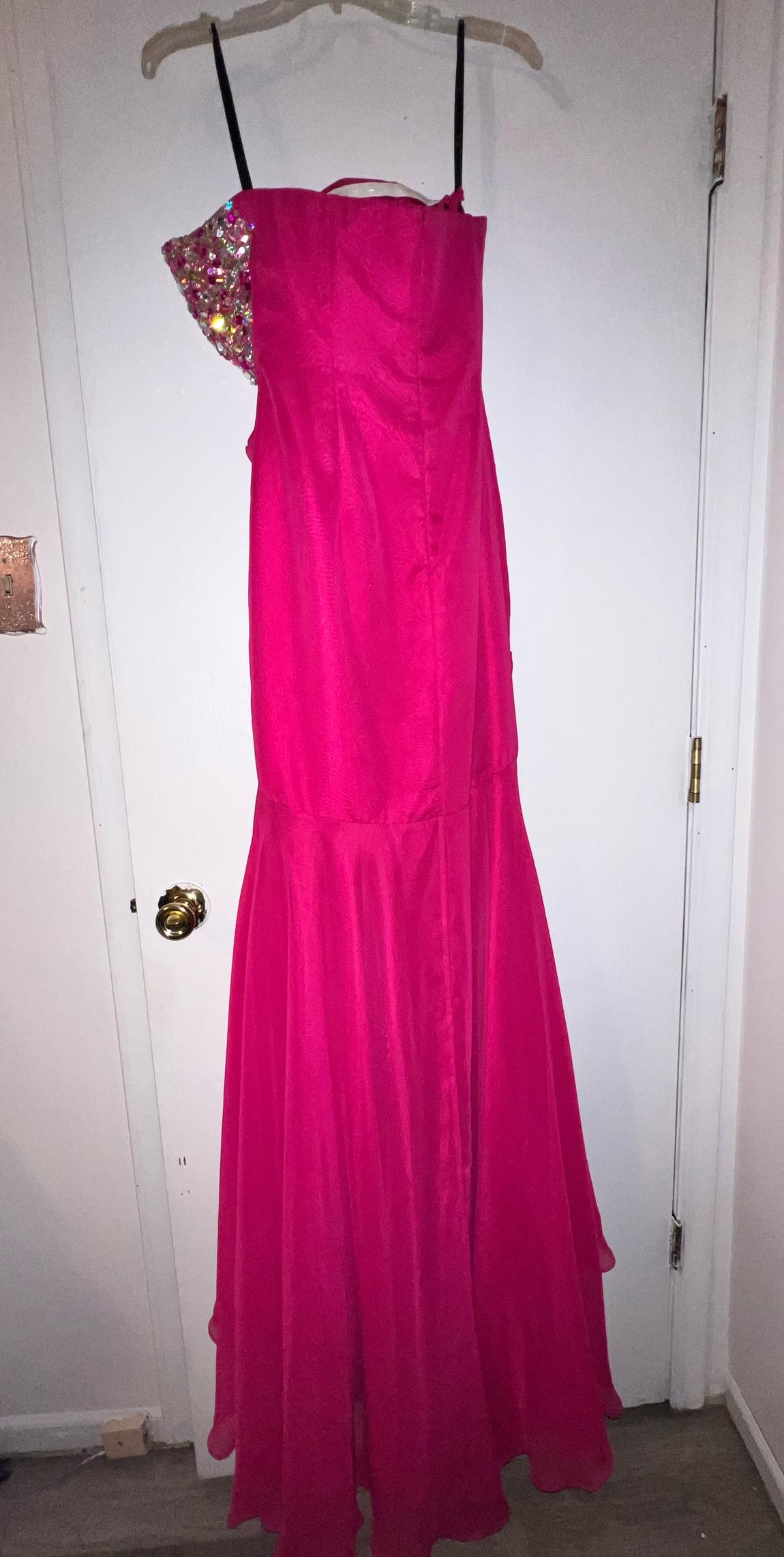 Disney Forever Enchanted Size 8 Prom Sequined Hot Pink Mermaid Dress on Queenly
