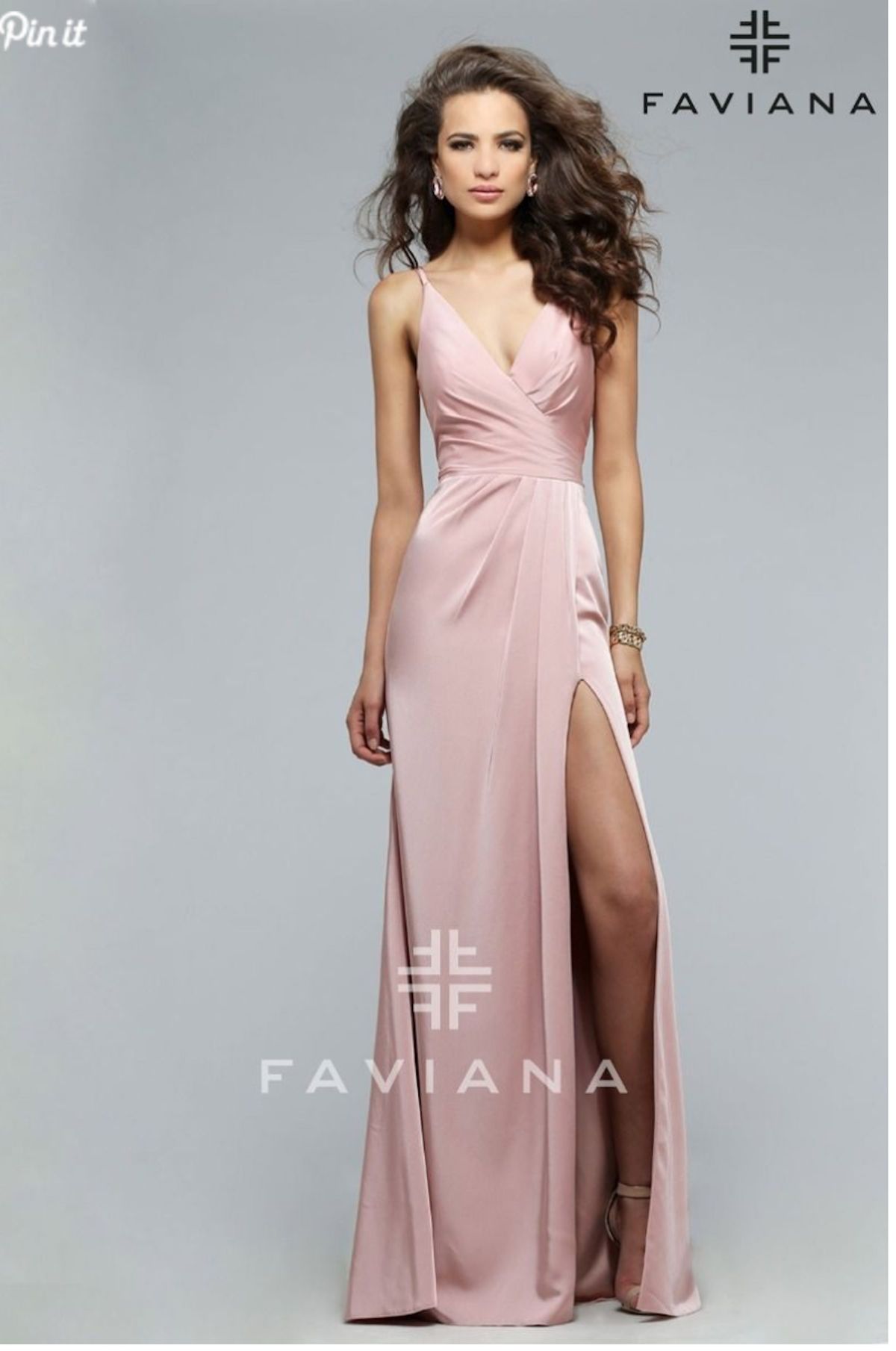 Style 7755 Faviana Size 2 Prom Light Pink Side Slit Dress on Queenly