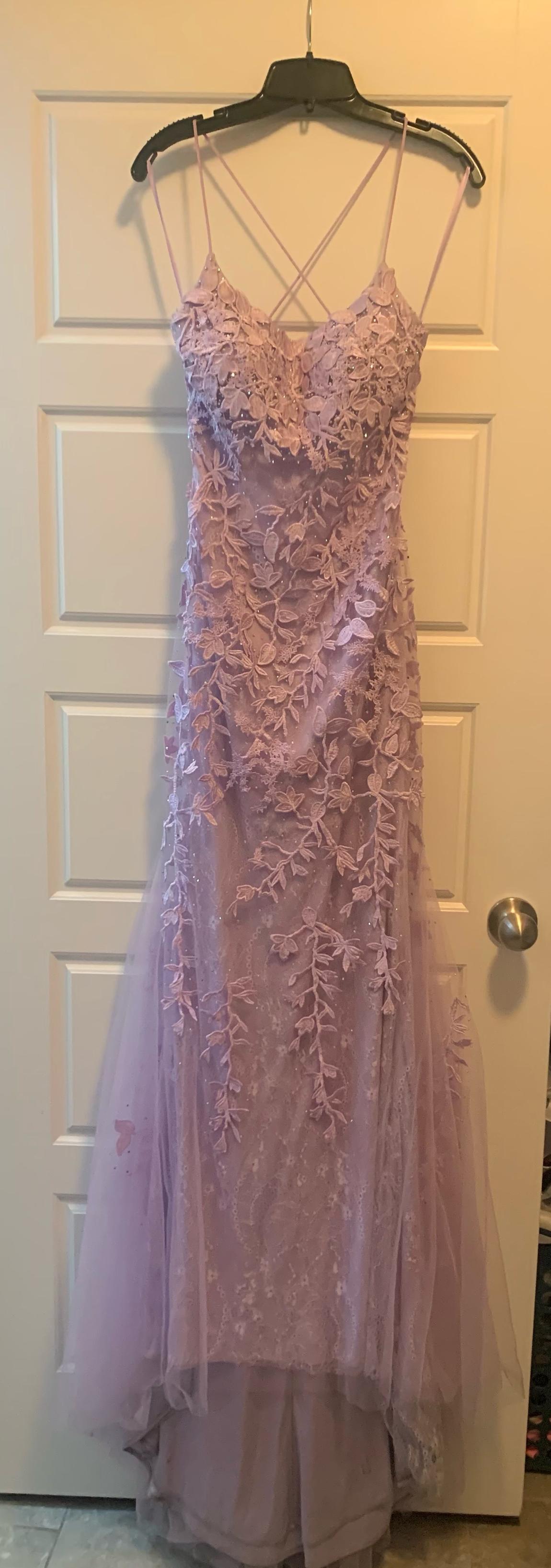Size 2 Lace Purple Mermaid Dress on Queenly