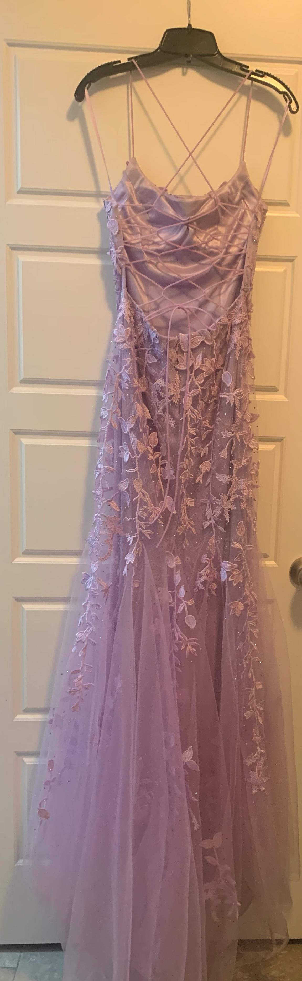 Size 2 Lace Purple Mermaid Dress on Queenly