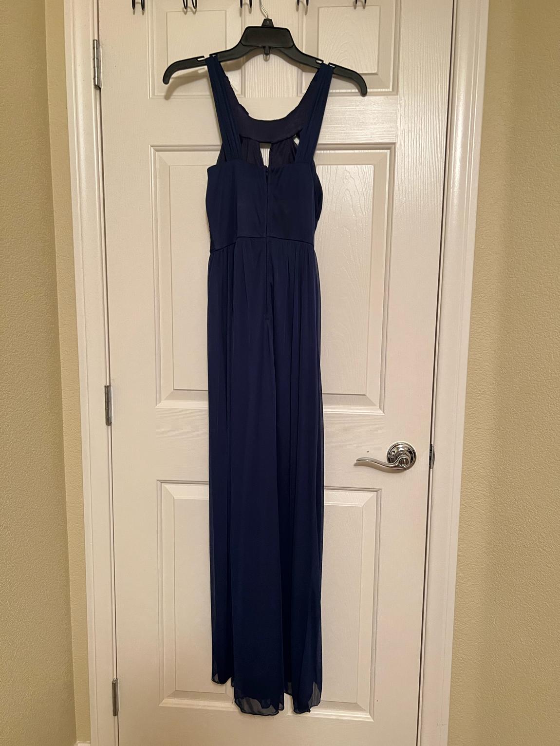 Girls Size 3 Prom Sequined Navy Blue Floor Length Maxi on Queenly
