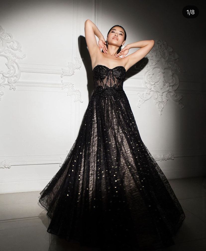 Betsy and Adam Size 12 Black Ball Gown on Queenly