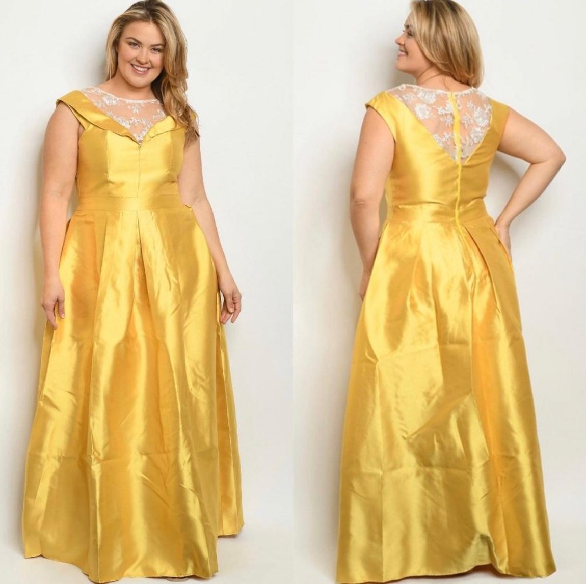 Size 14 Yellow Ball Gown on Queenly
