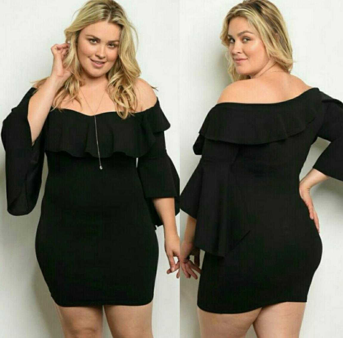 Plus Size 18 Off The Shoulder Black Cocktail Dress on Queenly