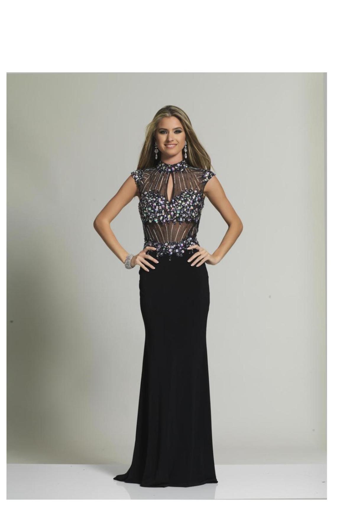 Style 2299 Dave and Johnny Size 8 Sequined Black Floor Length Maxi on Queenly