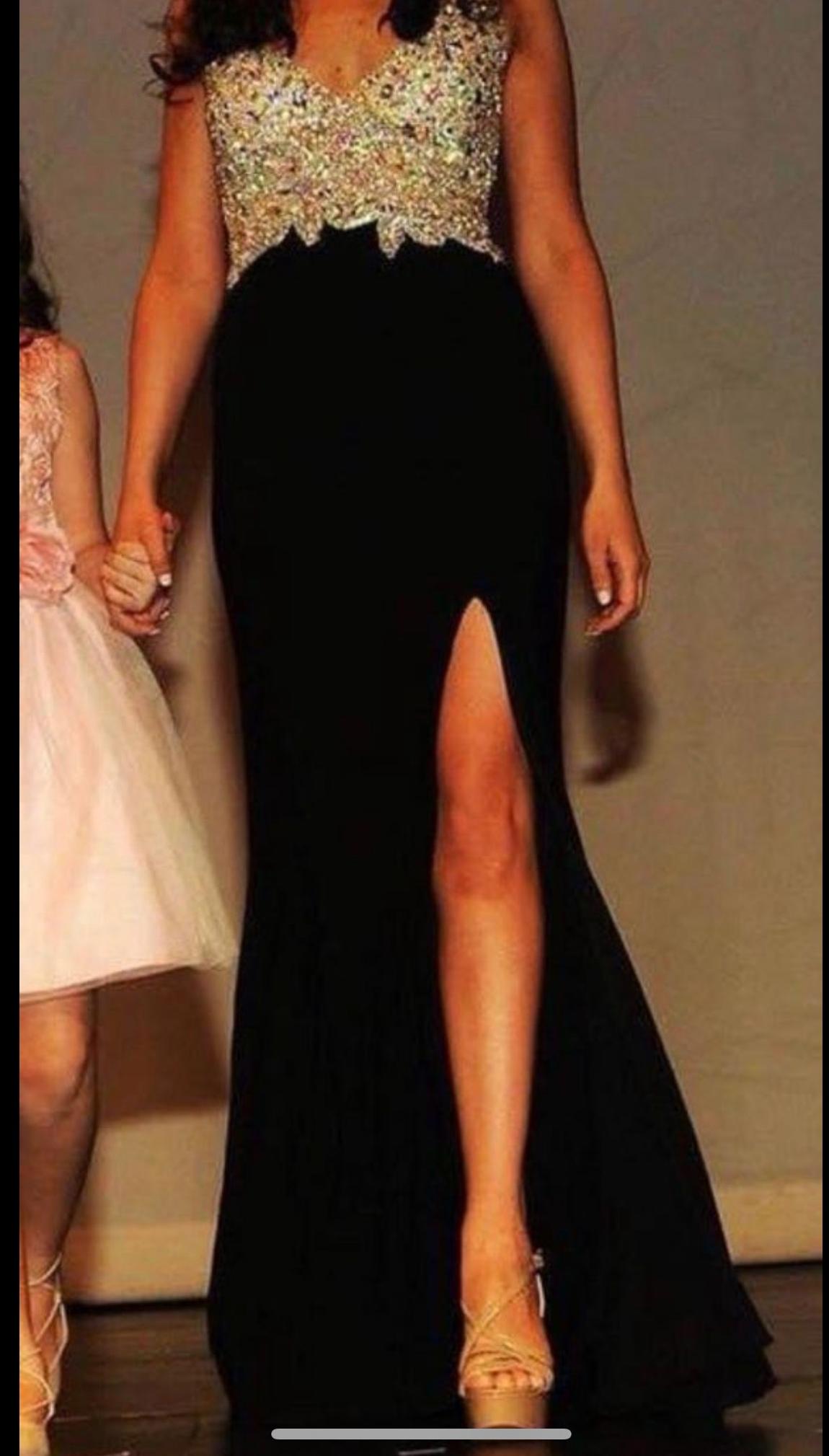 Size 8 Pageant Black Side Slit Dress on Queenly