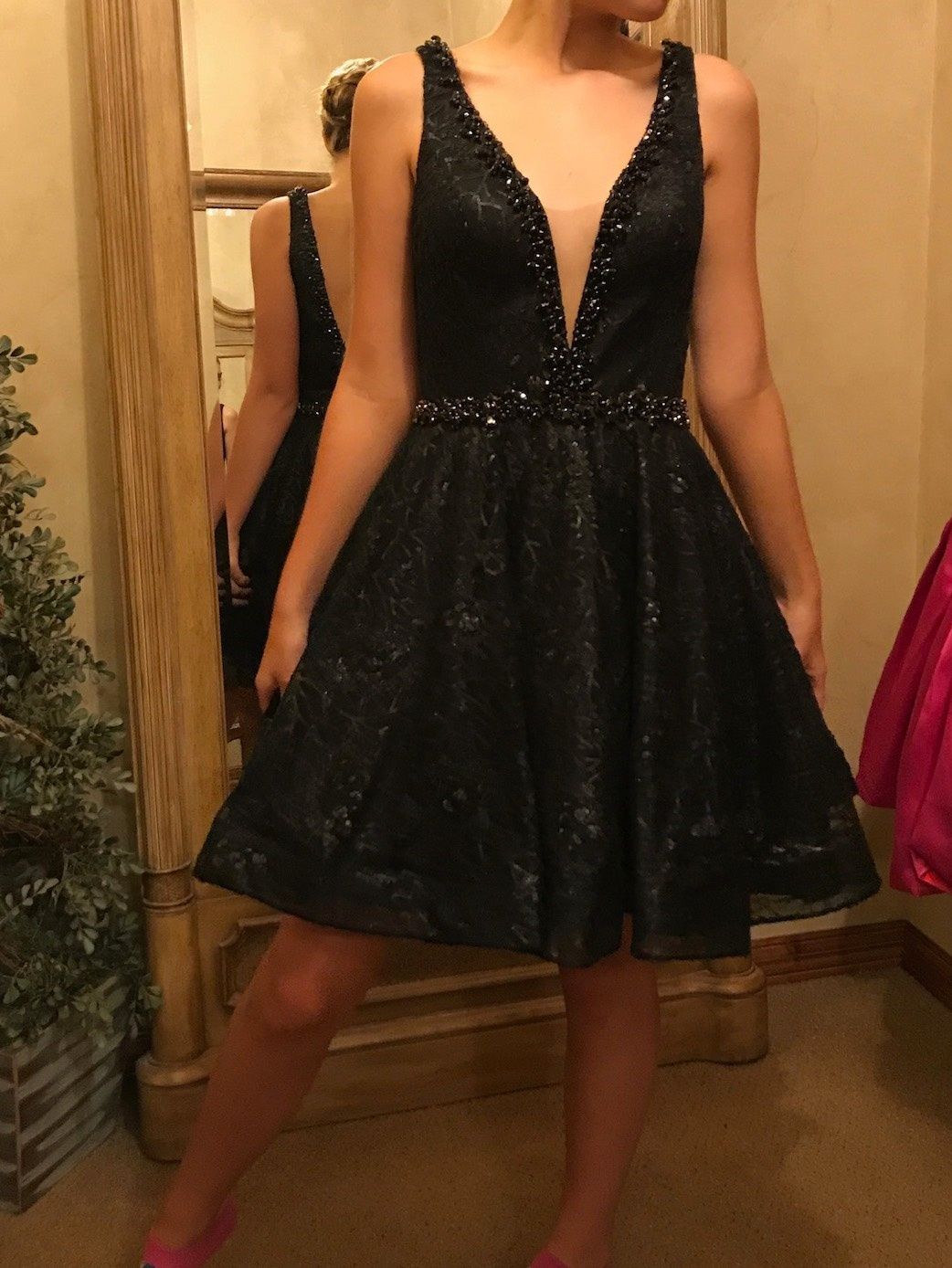 Colors Size 6 Homecoming Sheer Black Cocktail Dress on Queenly