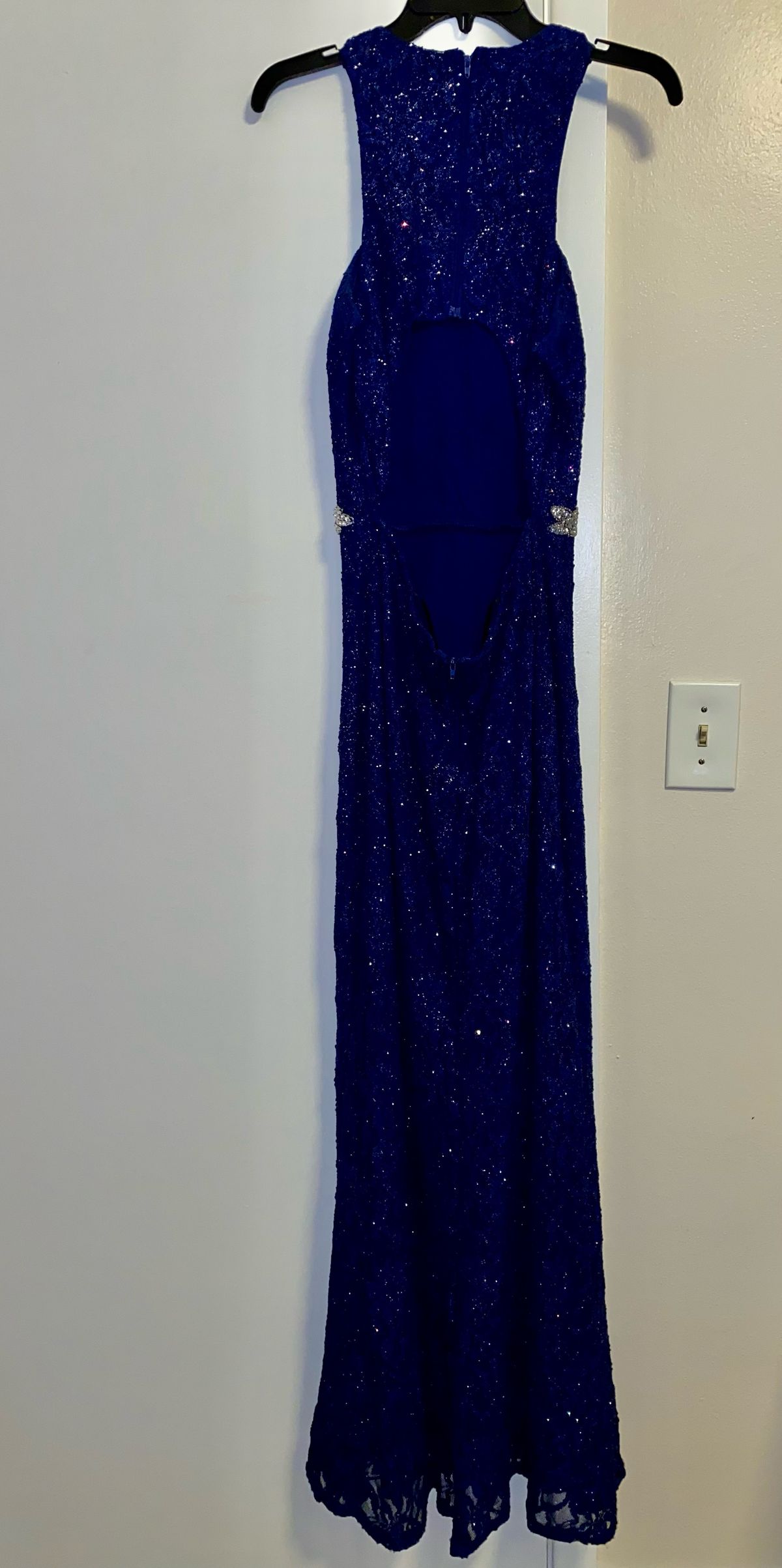 Size 12 Prom Blue Side Slit Dress on Queenly
