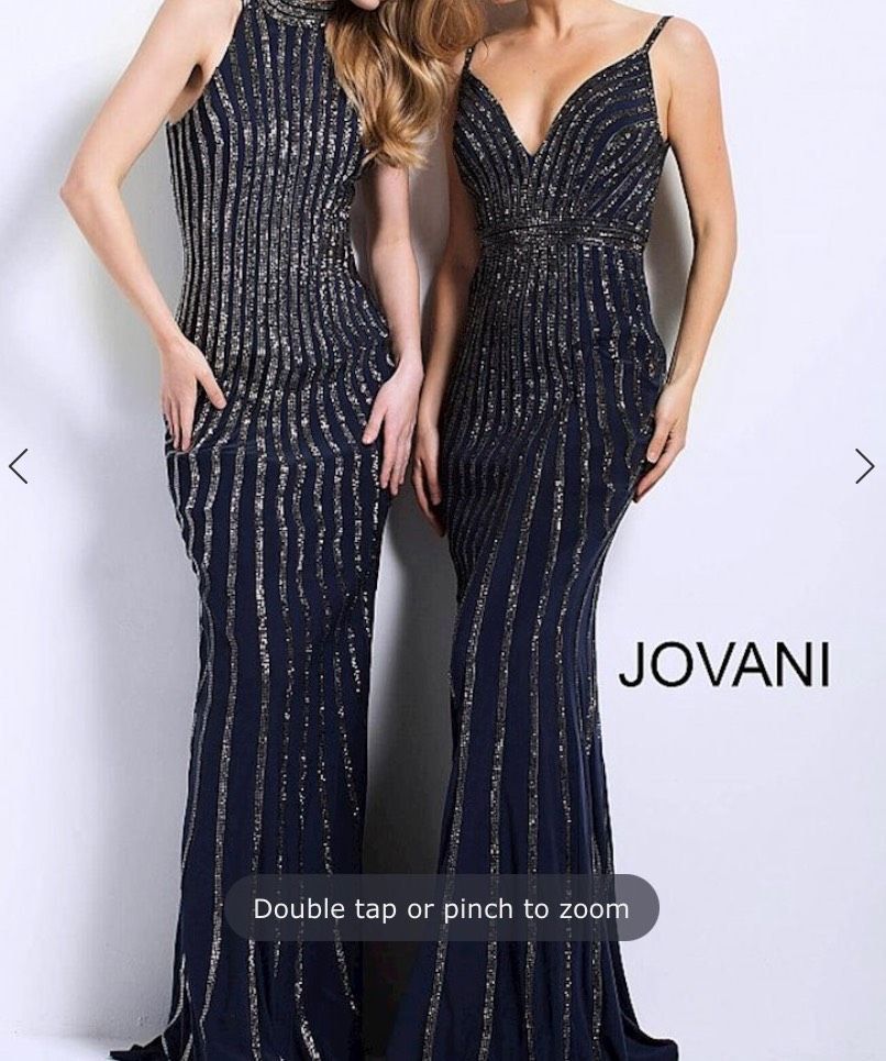 Jovani Size 6 Prom Navy Blue Side Slit Dress on Queenly
