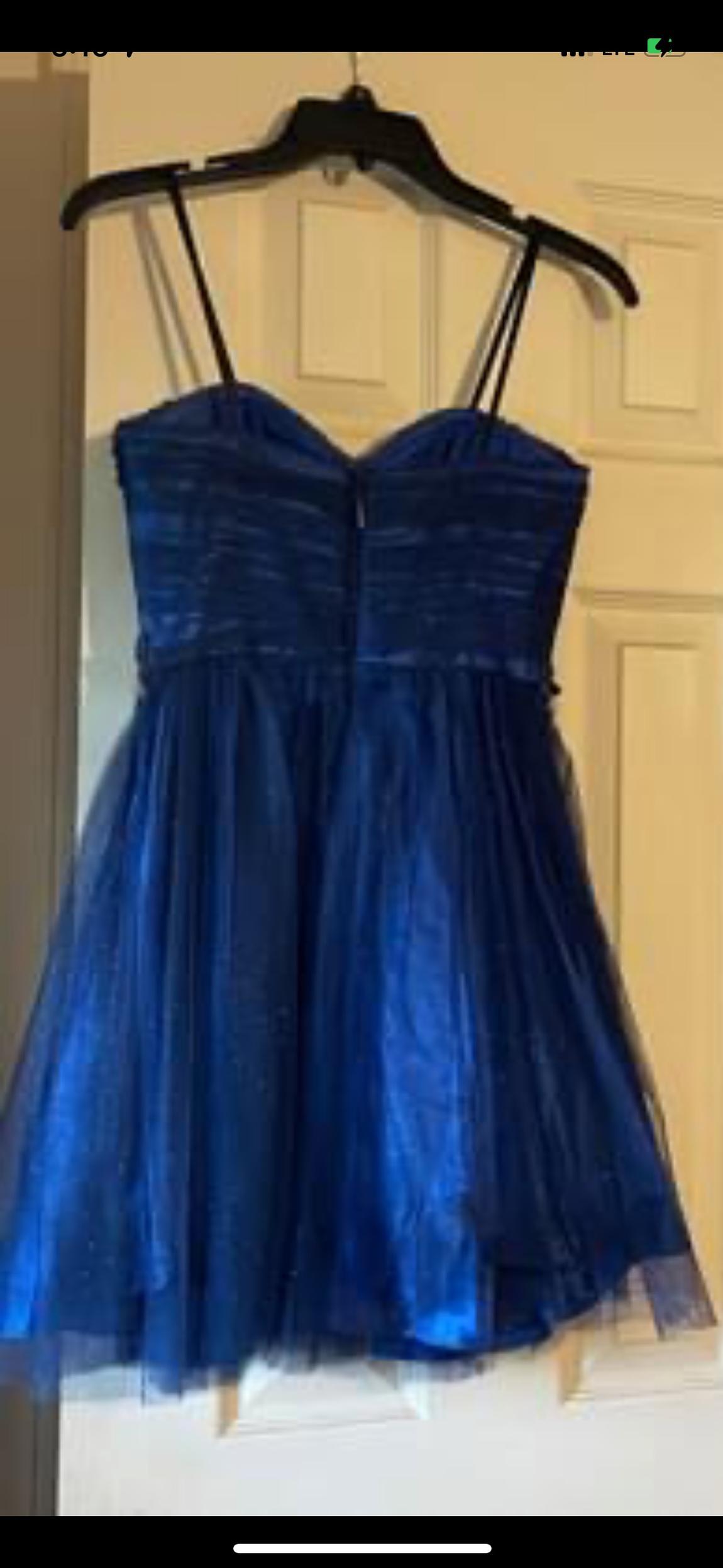 Size 2 Homecoming Strapless Sequined Navy Blue Floor Length Maxi on Queenly