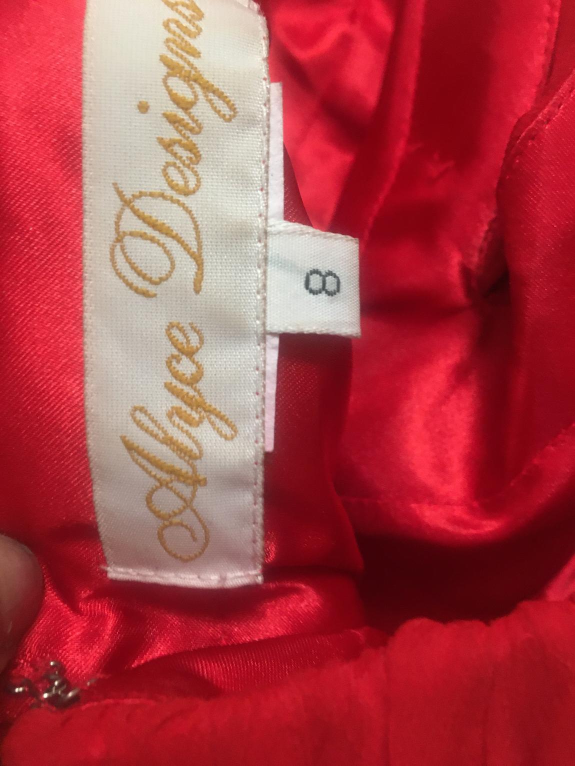 Alyce designs Girls Size 8 Halter Sequined Red Cocktail Dress on Queenly