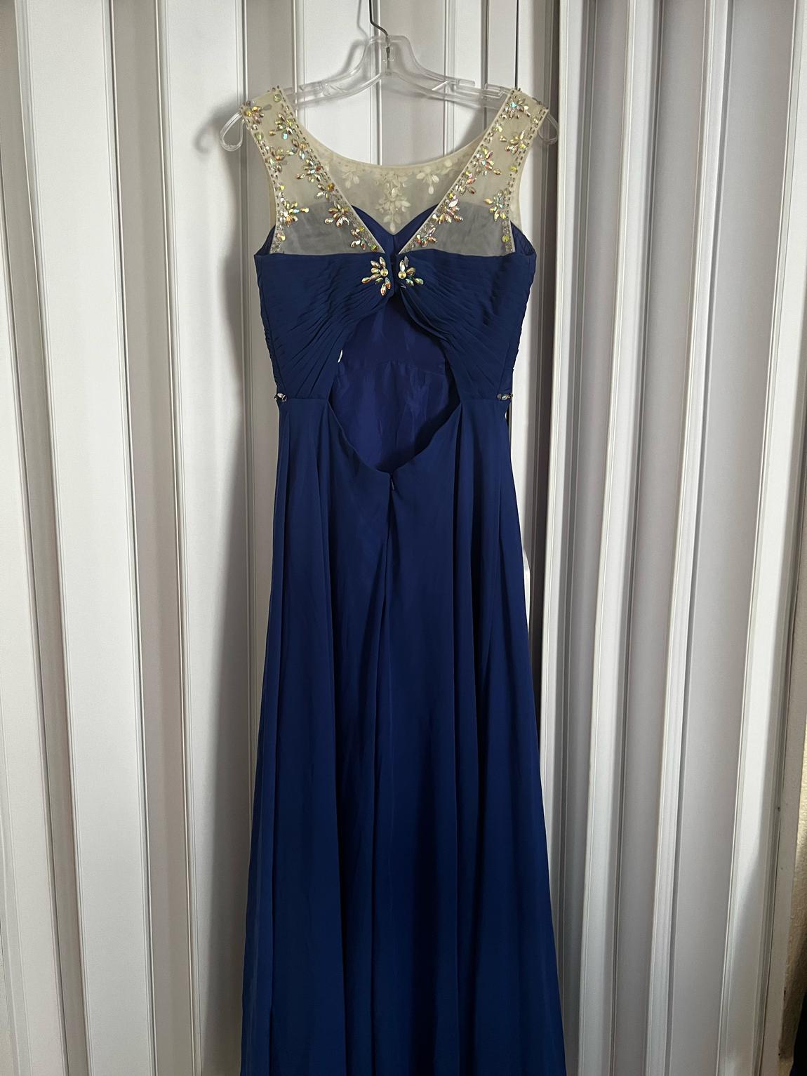 Size 4 Prom Sequined Royal Blue Floor Length Maxi on Queenly