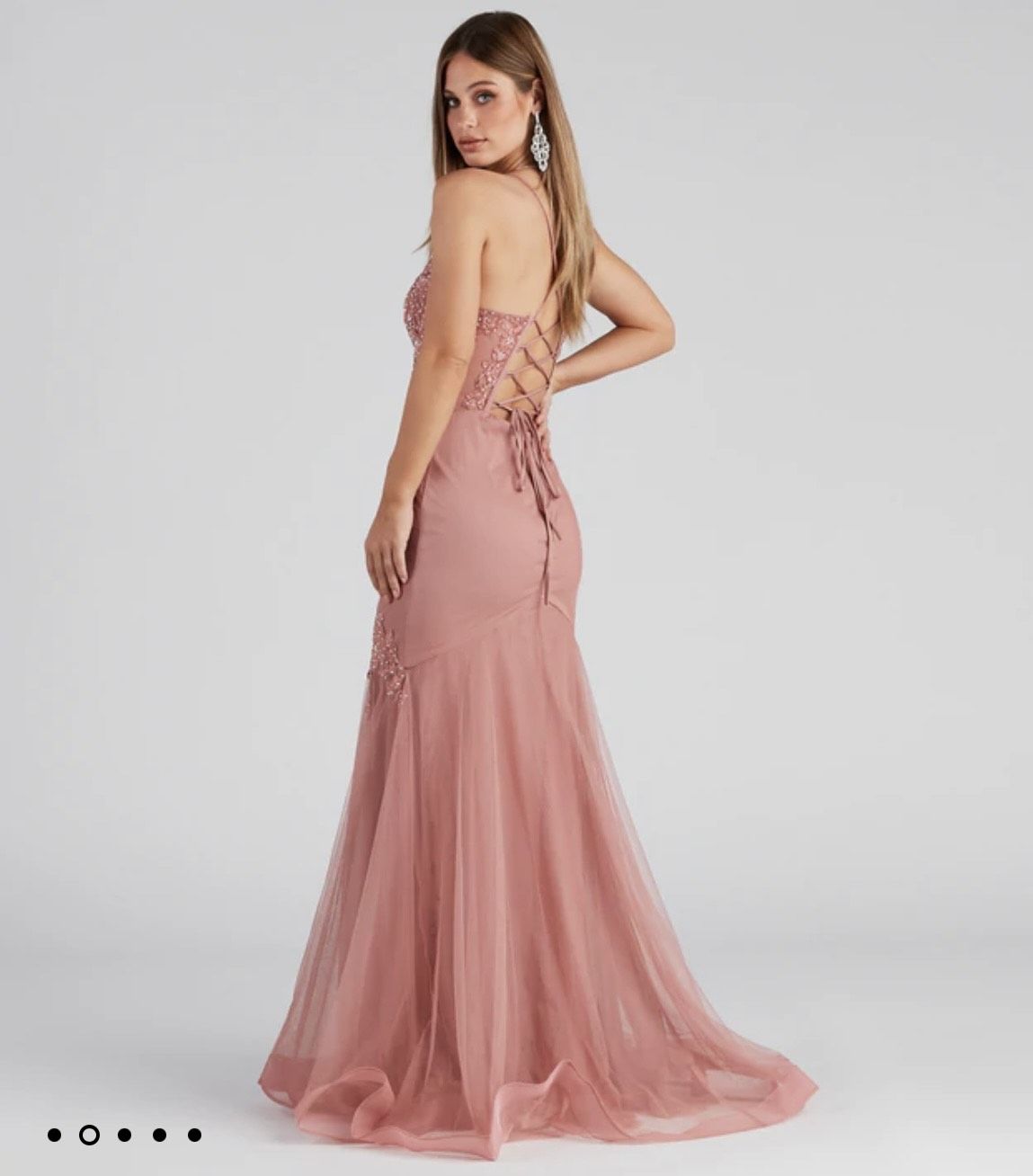 Size 2 Prom Lace Coral Mermaid Dress on Queenly