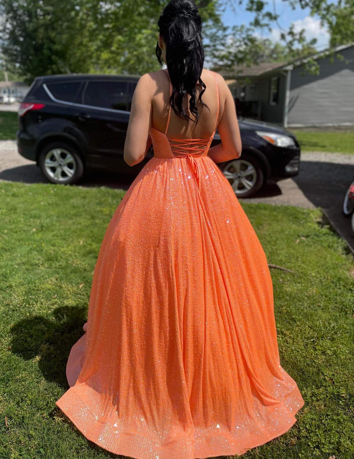 Sherri Hill Size 2 Sequined Orange Ball Gown on Queenly