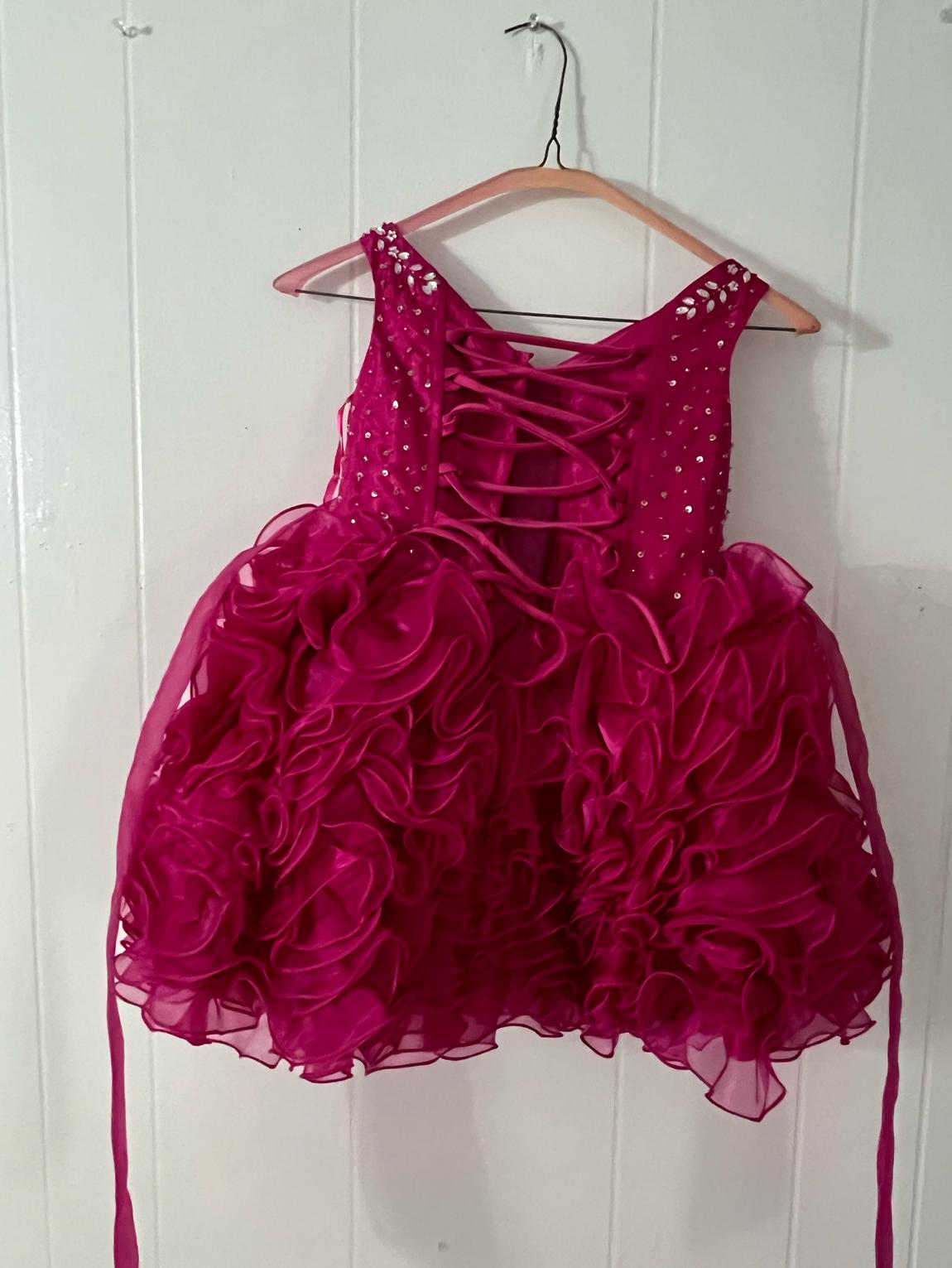 Girls Size 3 Sequined Hot Pink Ball Gown on Queenly