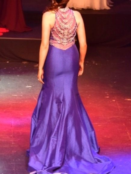 Rachel Allan Size 4 Prom High Neck Sequined Royal Blue Mermaid Dress on Queenly
