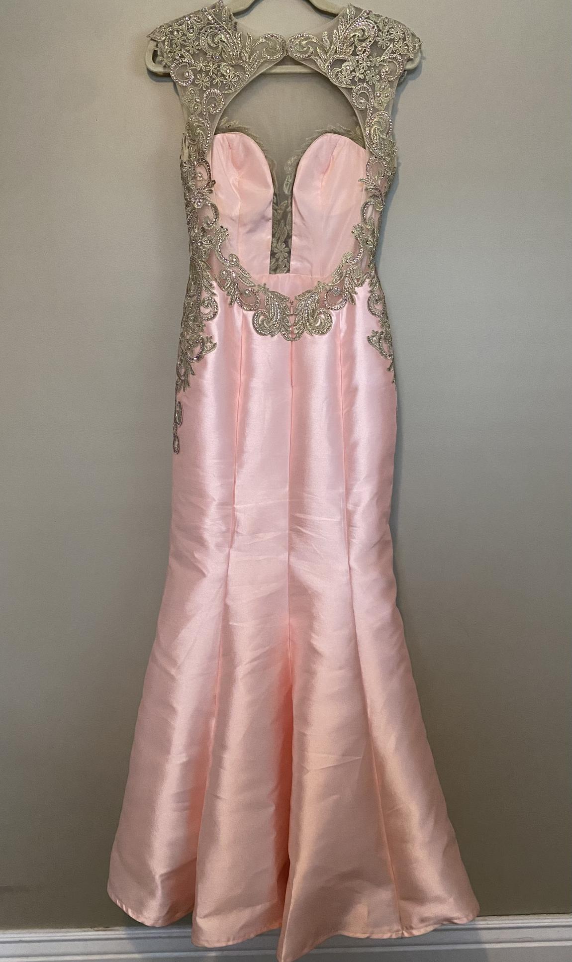 Size 4 Prom Sequined Light Pink Mermaid Dress on Queenly