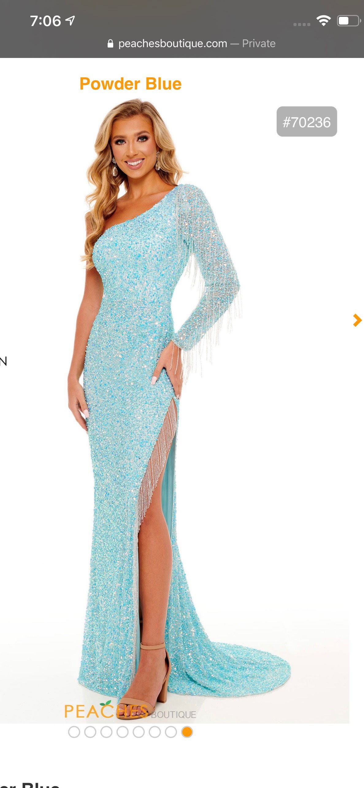 Size 12 Prom Long Sleeve Sequined Light Blue Side Slit Dress on Queenly