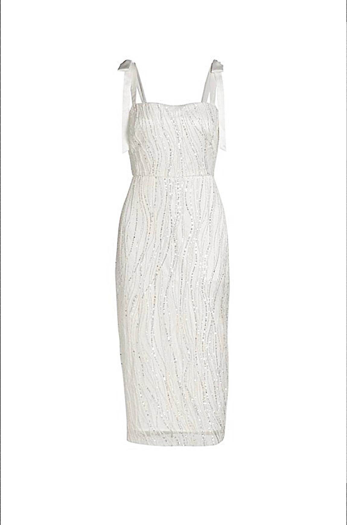 Monique Lhuillier Size 4 Prom Sequined White Cocktail Dress on Queenly