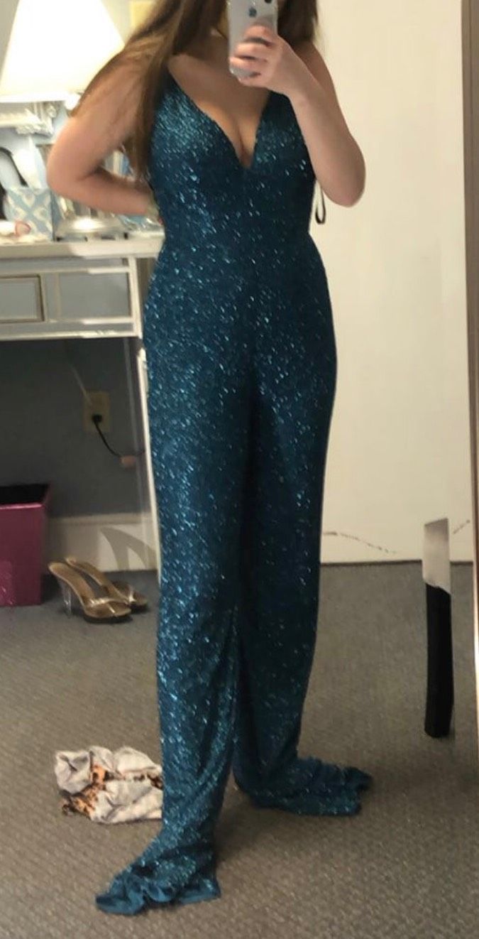 Sherri Hill Size 2 Prom Blue Formal Jumpsuit on Queenly