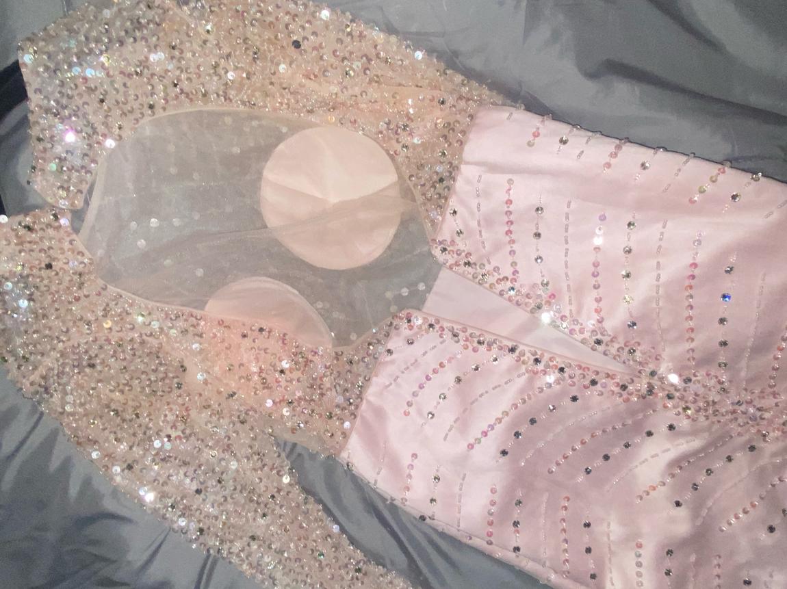 Size 12 Prom Sequined Light Pink Mermaid Dress on Queenly