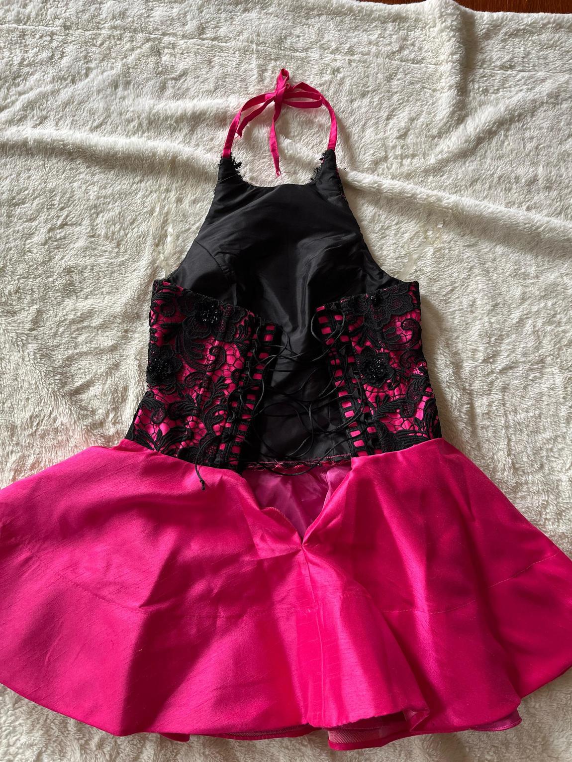 Girls Size 14 Halter Lace Hot Pink Cocktail Dress on Queenly