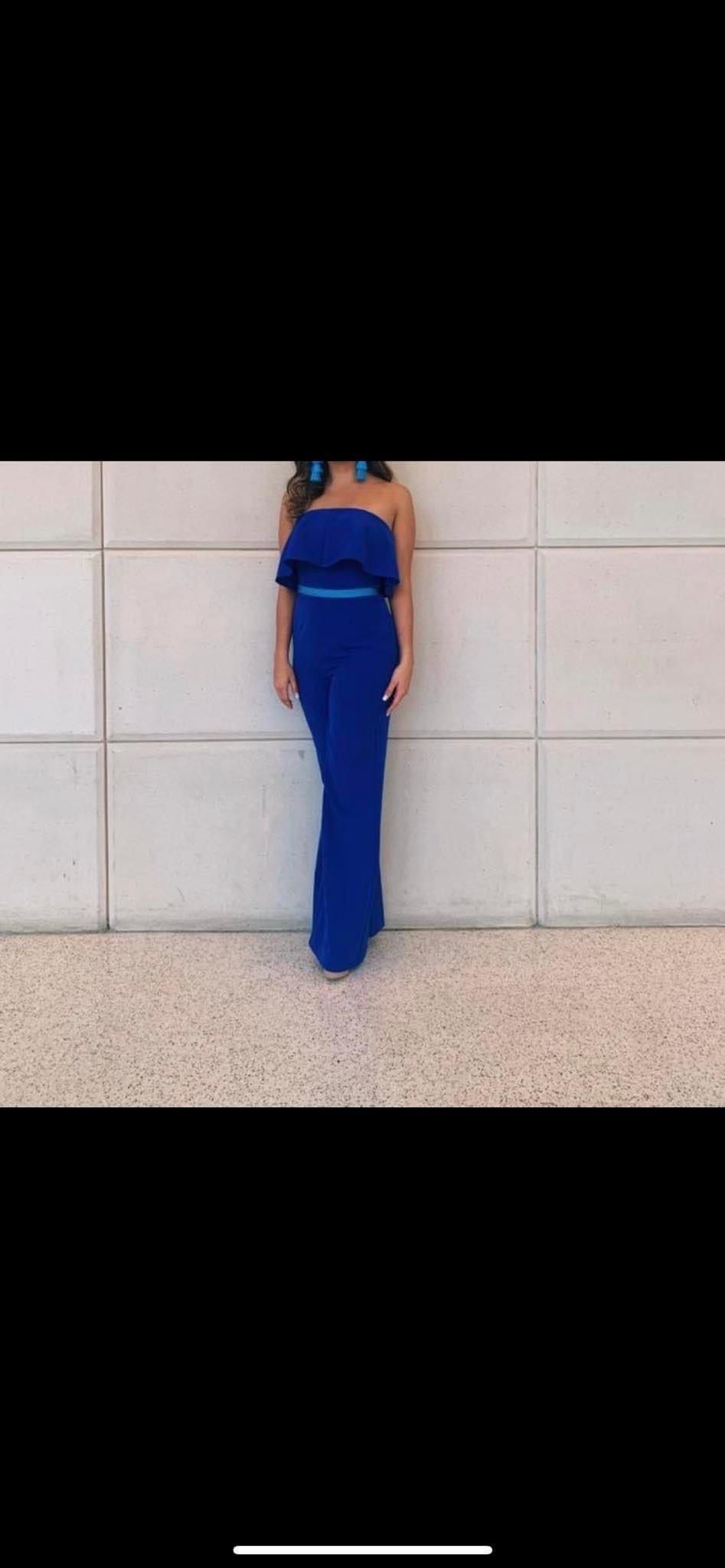 Size 4 Homecoming Royal Blue Formal Jumpsuit on Queenly