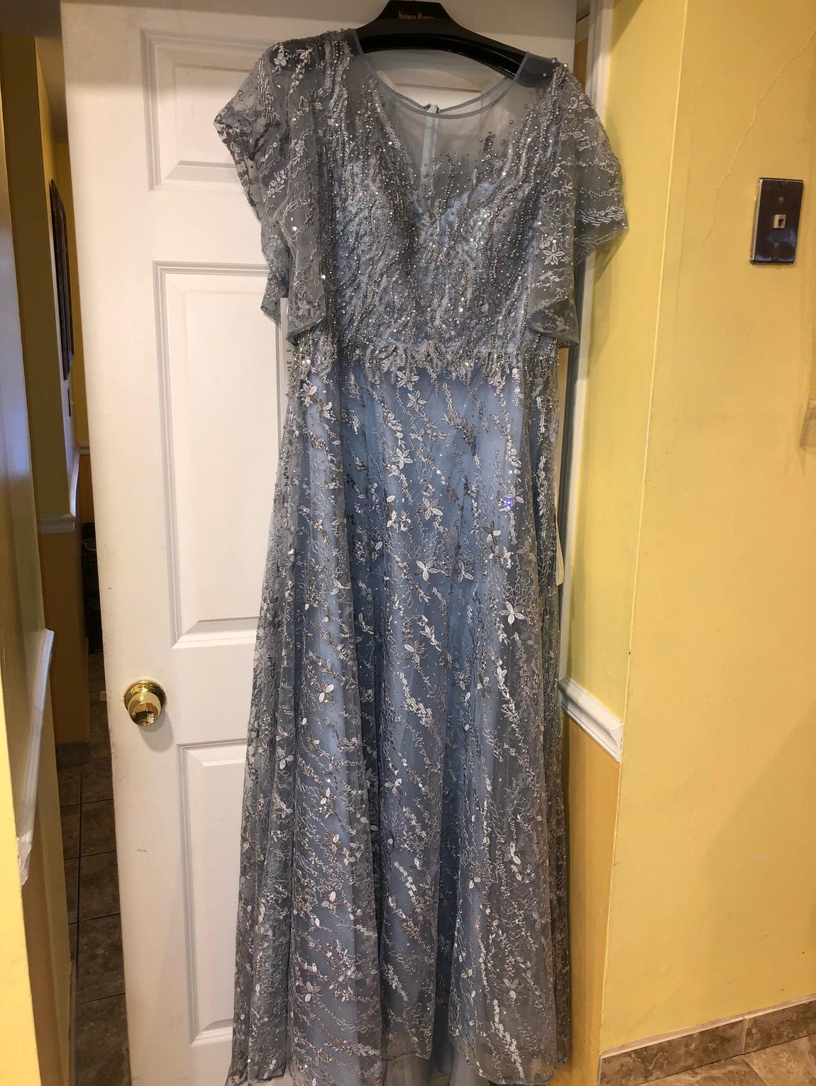 Mac Duggal gown new with tags Size 8 Prom Sheer Light Blue Ball Gown on Queenly