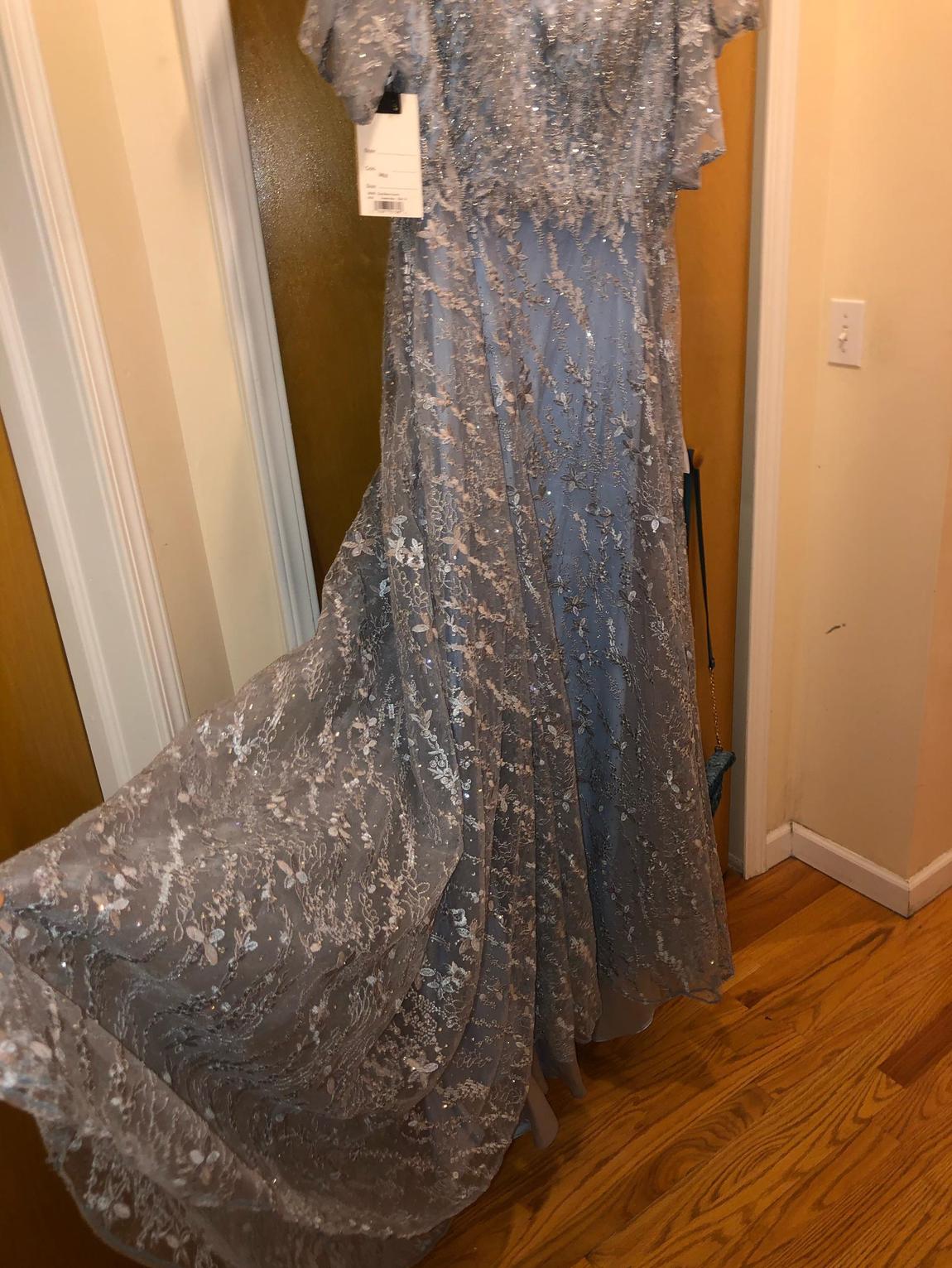 Mac Duggal gown new with tags Size 8 Prom Sheer Light Blue Ball Gown on Queenly