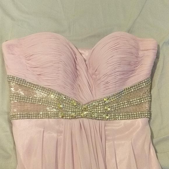 Tiffany Designs Size 4 Prom Strapless Sequined Light Pink A-line Dress on Queenly