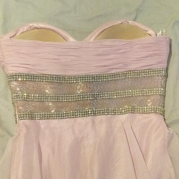 Tiffany Designs Size 4 Prom Strapless Sequined Light Pink A-line Dress on Queenly
