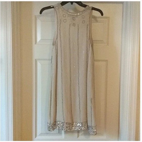 French Connection Size 8 Sequined Nude Cocktail Dress on Queenly