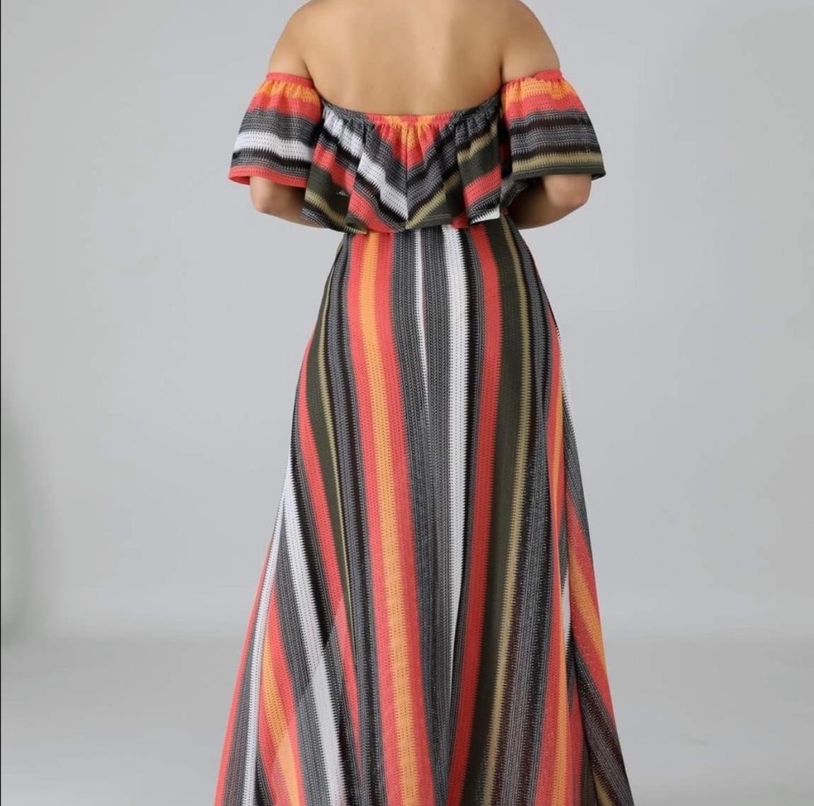 Size 6 Off The Shoulder Multicolor Side Slit Dress on Queenly
