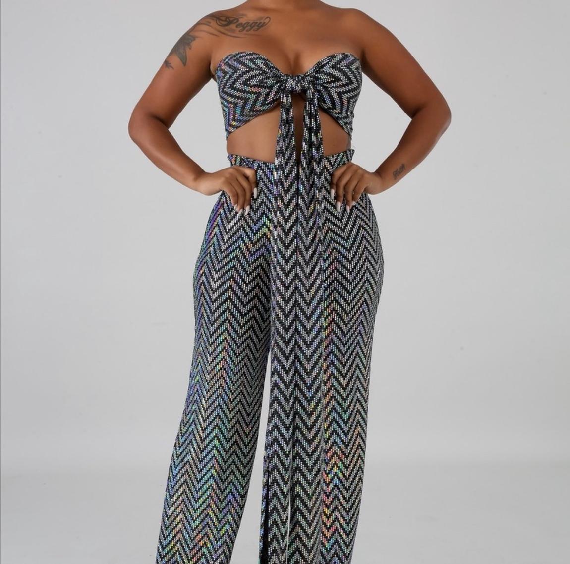Size 8 Long Sleeve Multicolor Formal Jumpsuit on Queenly